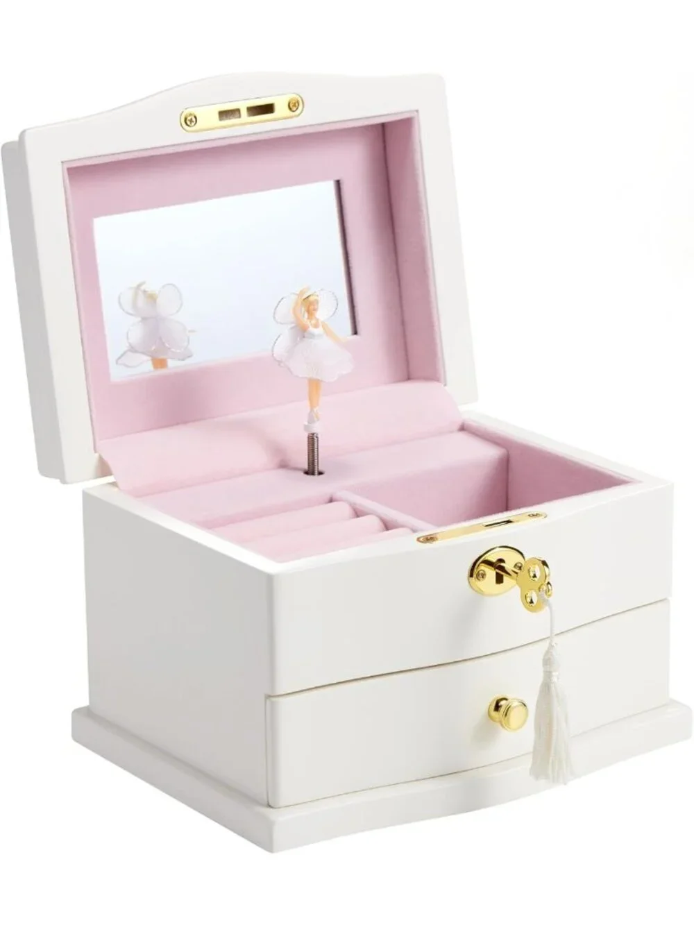 Charming Ballerina Musical Jewelry Box with Mirror - Girls' Music Storage Chest
